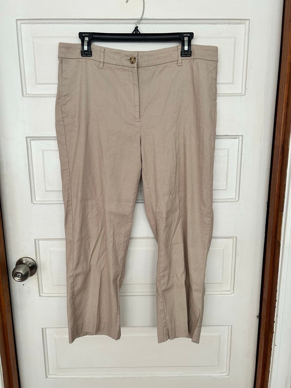 J Jill Linen Stretch Cropped Pants Khaki Women's Size 12 XC Fast Shipping